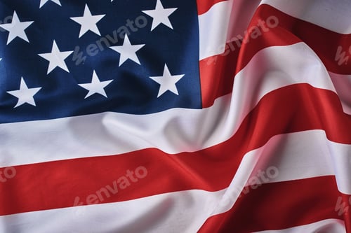 Preview: American flag background. USA flag waving, closeup