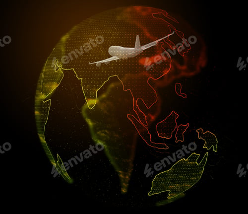 Preview: Covid-19 on abstract China map. Map with contours of earth