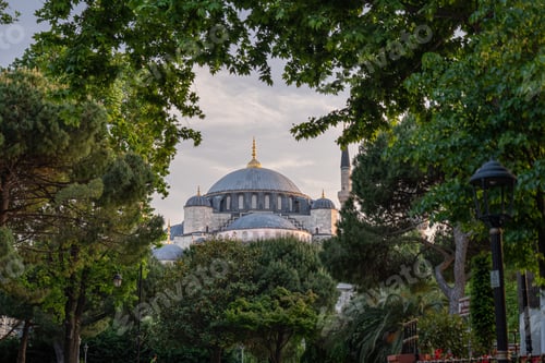 Preview: The dome of the Sultan Ahmed Mosque is surrounded by trees