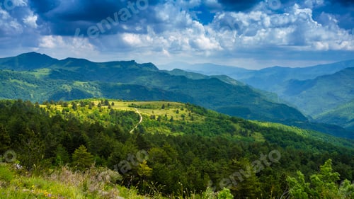 Preview: Mountain landscape along Forca di Presta, Marche, italy