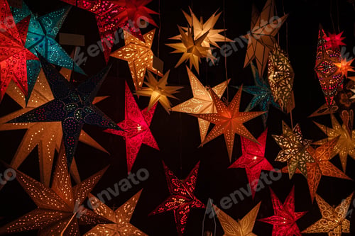 Preview: Christmas decorations at a fair in an old European town
