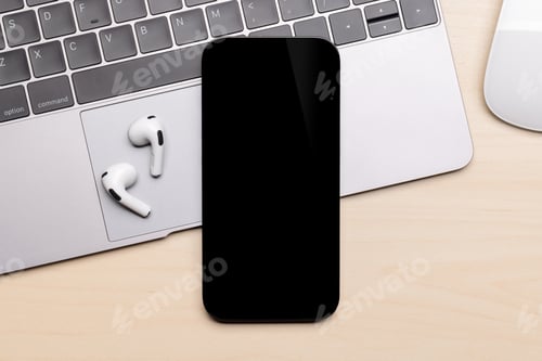 Preview: Blank screen smartphone on a desk