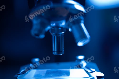 Preview: Scientific microscope data analysis in the metal lens at laboratory. research medicine concept.