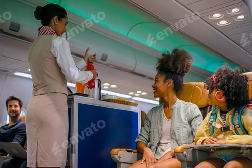 Preview: Passengers are sitting in the passenger cabin while travel by commercial air plane.
