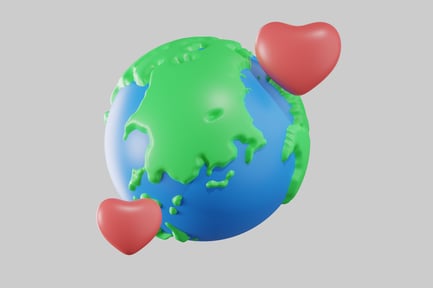 Preview: Globe with two hearts.