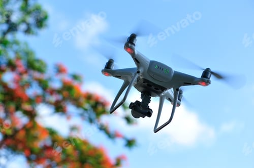 Preview: Drone flying taking photo of flowers