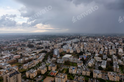 Preview: Aerial view of a residential neighborhood in a city. Netanya, Israel