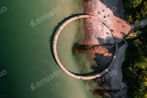 Preview: Aerial Drone Shot of the Famous Infinite Bridge in Aarhus, Denmark