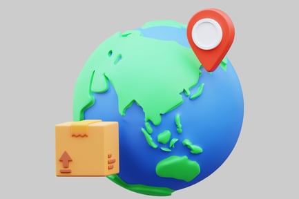 Preview: Earth with location pin and package