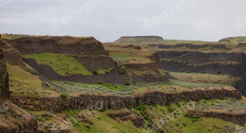 Preview: American Nature Landscape during cloudy day. Palouse Falls State Park