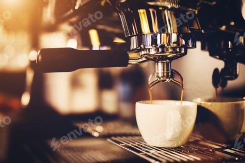 Preview: Coffeemaker pouring coffee into a cup.