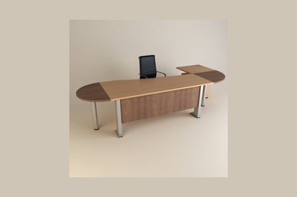 Preview: Curved wooden desks and office chair
