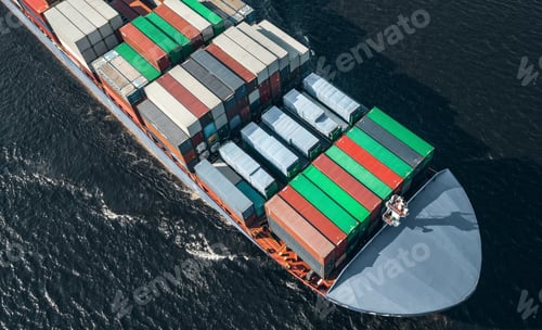 Preview: High angle view of container ship