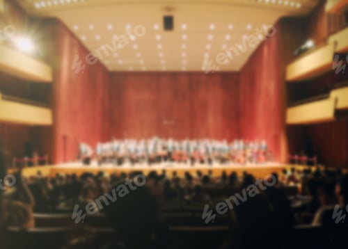 Preview: Blurred background of audiences in orchestra symphony hall