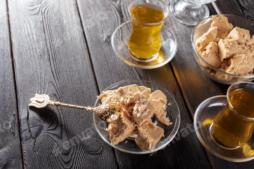 Preview: Tasty halva with tea on the table