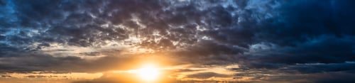 Preview: Panoramic View of colorful cloudscape during dramatic sunset