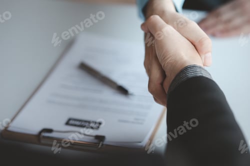 Preview: A person attends a job interview with a manager to join a company, he holds a resume and interview w