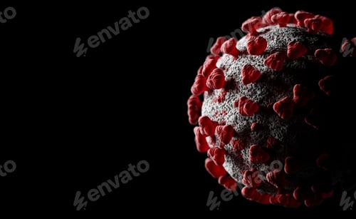 Preview: Detailed Rendering of a Microscopic Virus on Black