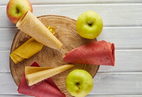Preview: Sweet pure fruit pastille in rolls. Healthy sweets - lozenges, fruit chips.