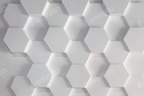 Preview: Hexagons white texture decorative stucco plaster wall as a background for elite loft apartments