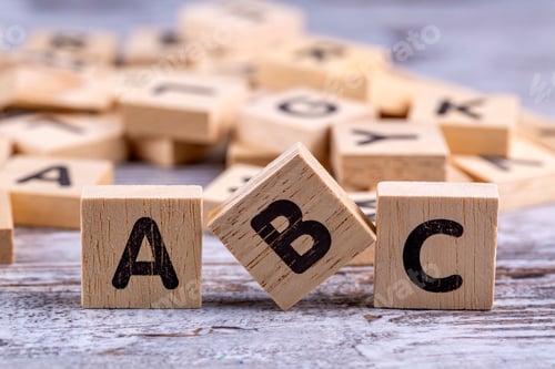 Preview: Wooden alphabet on the wooden table