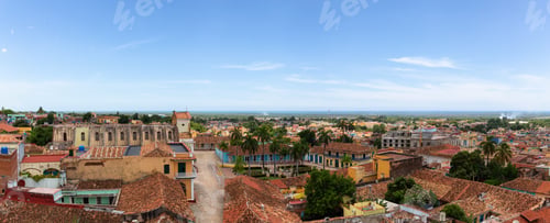 Preview: Aerial view of a small touristic Cuban Town