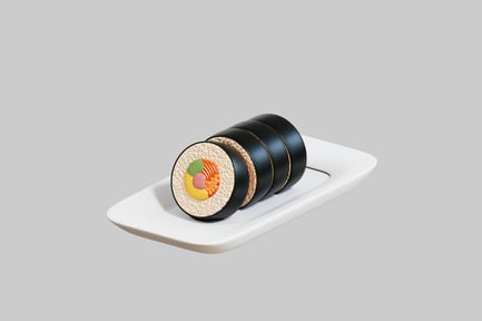 Preview: Stacked black plates with decorated dish