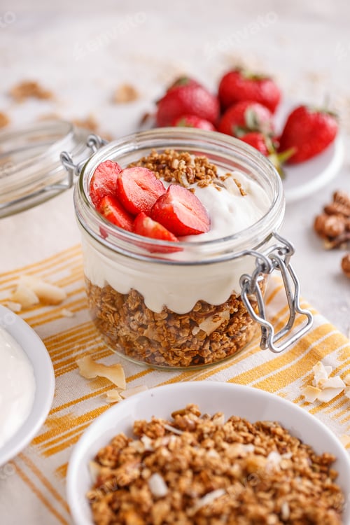 Preview: Homemade granola in glass jar
