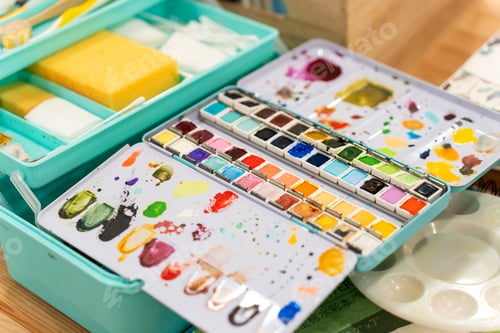 Preview: Watercolor paint set with palettes for creative art class
