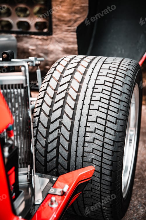 Preview: Vertical shot of a car tire
