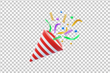 Preview: Birthday Firecracker with Confetti and Ribbons 3D Icon