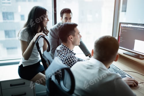 Preview: Group of business people and software developers working