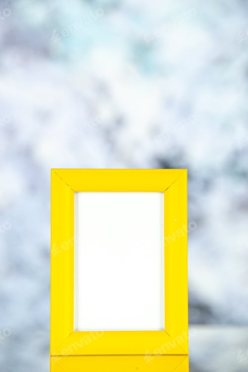Preview: front view yellow picture frame on a light background shoot picture gift photo present color
