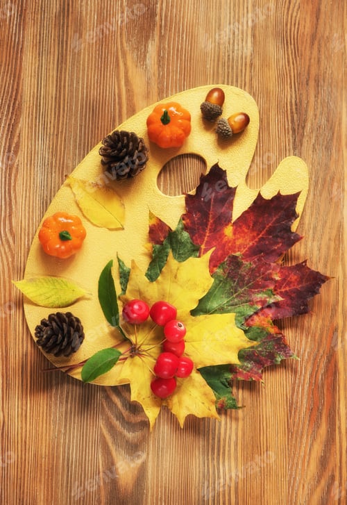 Preview: Festive autumn decor from pumpkins, apples and fall leaves