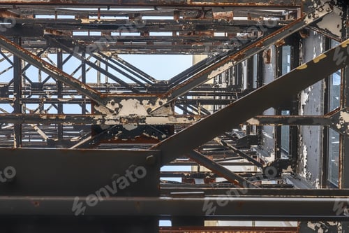 Preview: Wide shot of a construction site full of steel beams