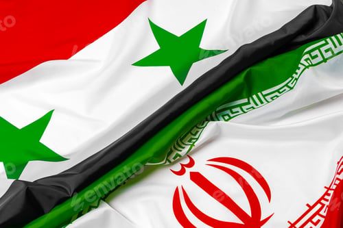 Preview: Flags of Syria and Iran together close up
