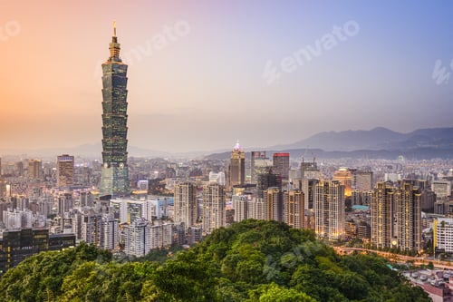 Preview: Taipei, Taiwan City Skyline At Dusk.