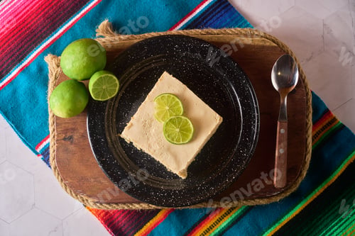 Preview: Mexican Lemon pie made with lemons, maria cookies. Classic dessert carlota
