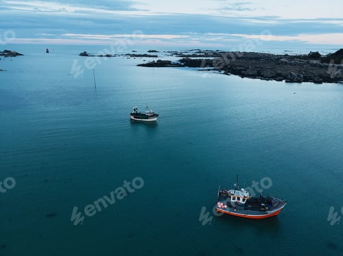 Preview: Aerial shot of fishing boats at sea