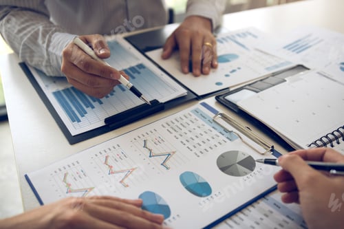 Preview: business partnership coworkers analysis cost work progress and gesturing with discussing