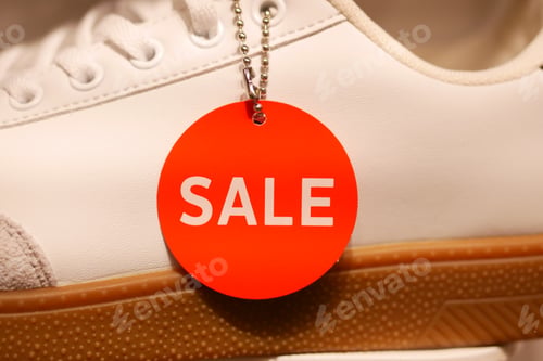 Preview: turkey istanbul 4 april 20, Stylish sneakers on sale with vibrant tag in store display