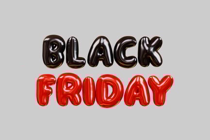 Preview: Black Balloon Composition for Black Friday on a Grey Background