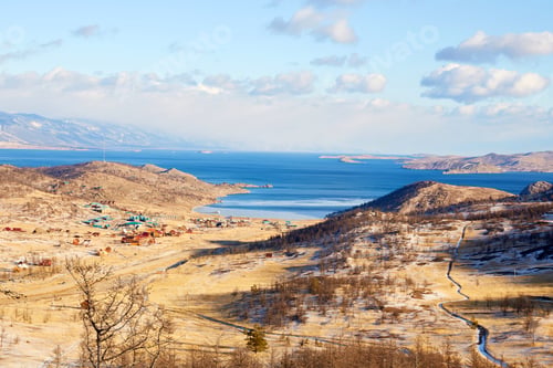 Preview: Lake Baikal in early December. Beautiful view of the coast of the Small Sea