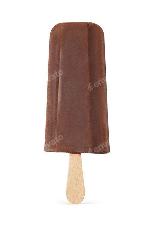 Preview: Brown chocolate popsicle ice cream isolated on white.