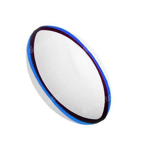Preview: Photo of a white leather rugby ball