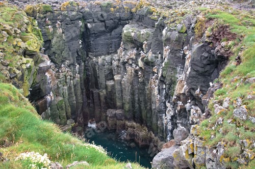 Deep canyon with basalt rocks
