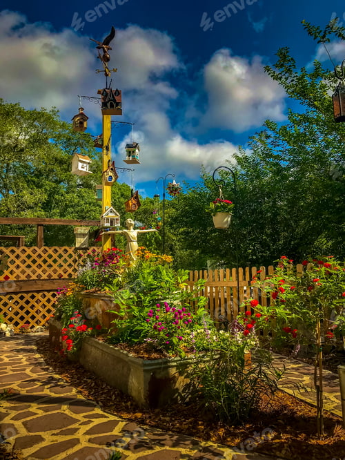 Preview: A 3 tiered flower bed in a beautiful little garden