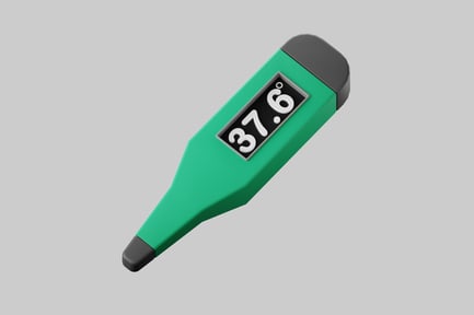 Preview: Digital thermometer displaying 37.6°c