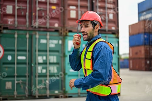 Preview: Warehouse engineer working at container yard