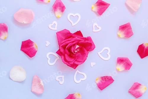 Preview: Spring composition with roses, petals and hearts